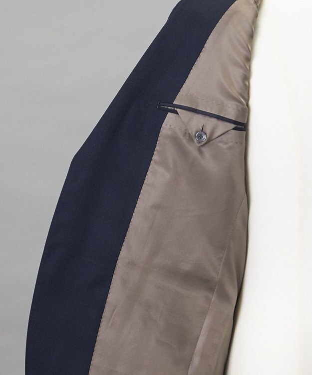 GOTAIRIKU 横に伸びる【TasmaniaWool/タマニアウール】ストレッチ スーツ__ネイビー格子柄 ネイビー格子地柄