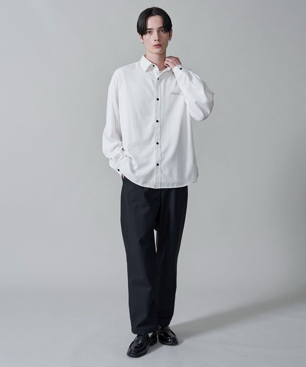 WEGO アムンゼンワンポイントBIGシャツ（LS） ホワイト