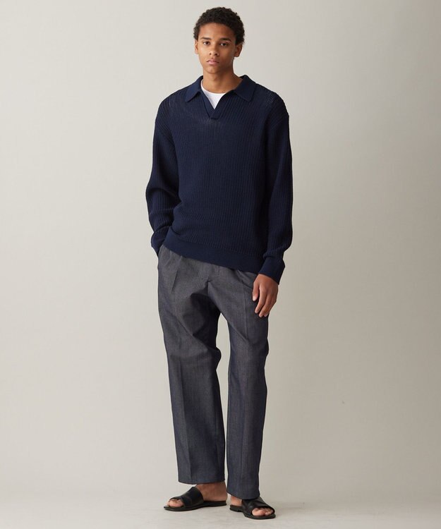 UNFILO MENS メッシュ ニットポロ [24年春夏商品] ネイビー