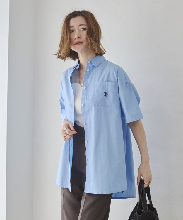 WEGO USPOLOハーフスリーブシャツ ブルー