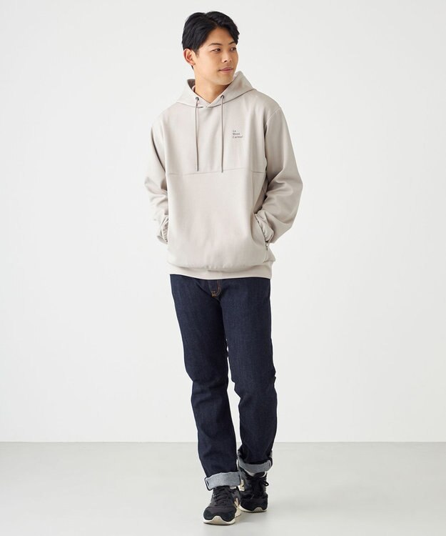 SHARE PARK MENS 【UVカット・吸水速乾・ストレッチ・軽量・アンチピリング 】ダンボールフードパーカー（L・XLサイズ） ベージュ系