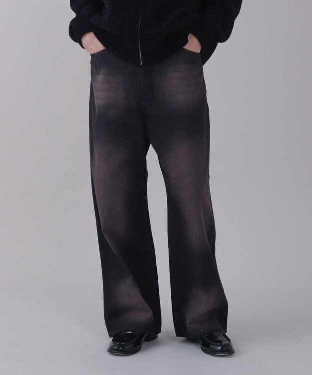 WEGO 【ユニセックス着用ITEM/SMLサイズ展開/ウエスト調整可】バギーデニムパンツ ブラックその他