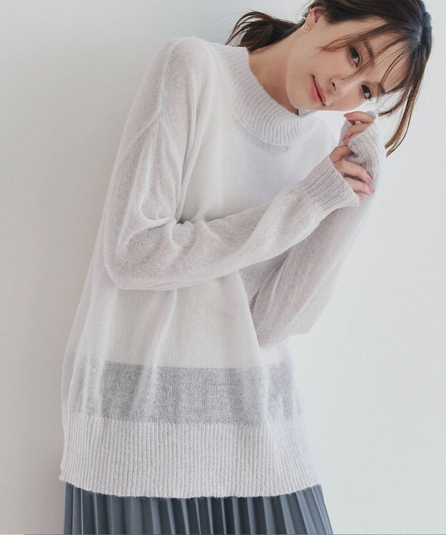 Tiaclasse 【洗える】シアープルオーバーニット ライトグレー