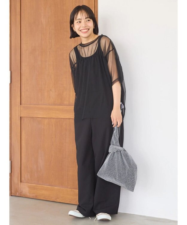 AMERICAN HOLIC チュールオーバーサイズＴシャツ Black