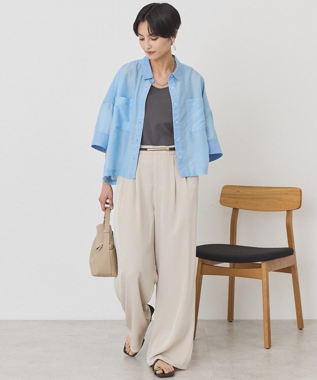 AMERICAN HOLIC 【先行予約】【WEB限定】Wポケットシアー半袖シャツ Light Blue