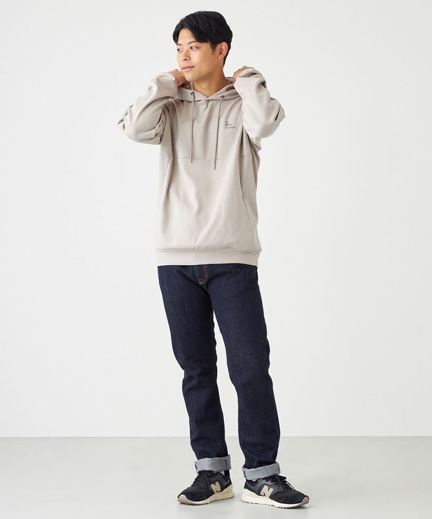 SHARE PARK MENS 【UVカット・吸水速乾・ストレッチ・軽量・アンチピリング 】ダンボールフードパーカー（L・XLサイズ） ベージュ系