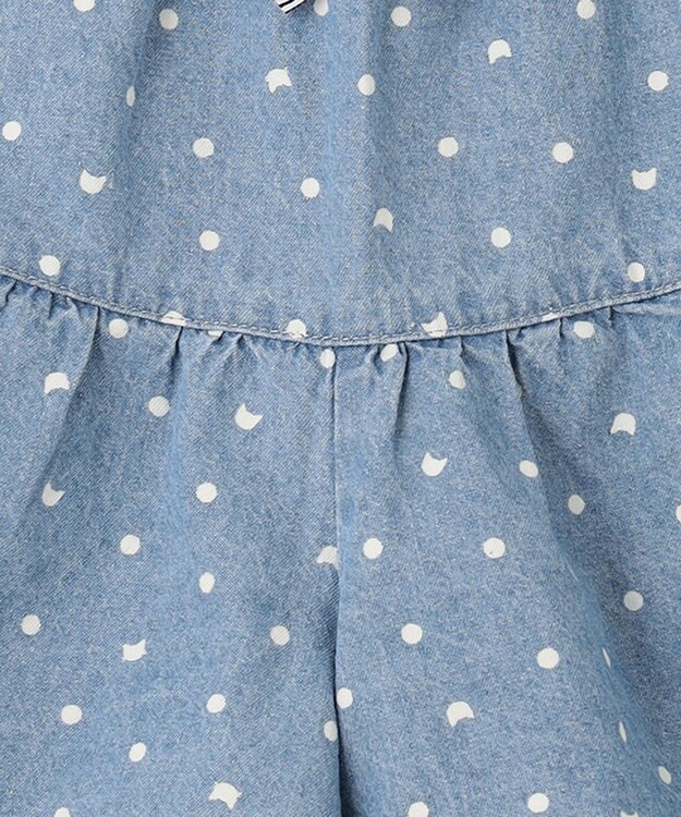 ANY KIDS 総柄フリル キュロット デニムブルー×ネコドット