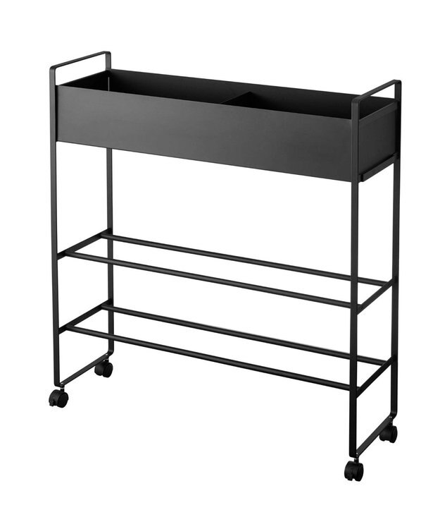 tower キャスター付き 玄関収納ラック タワー ブラック ブラック