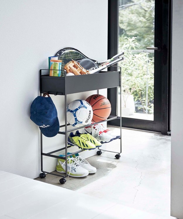 tower キャスター付き 玄関収納ラック タワー ブラック ブラック