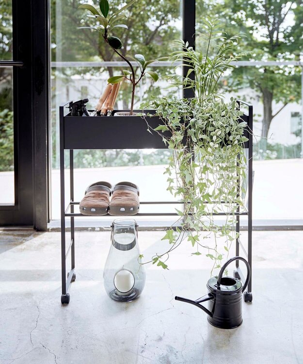 tower キャスター付き 玄関収納ラック タワー ブラック ブラック