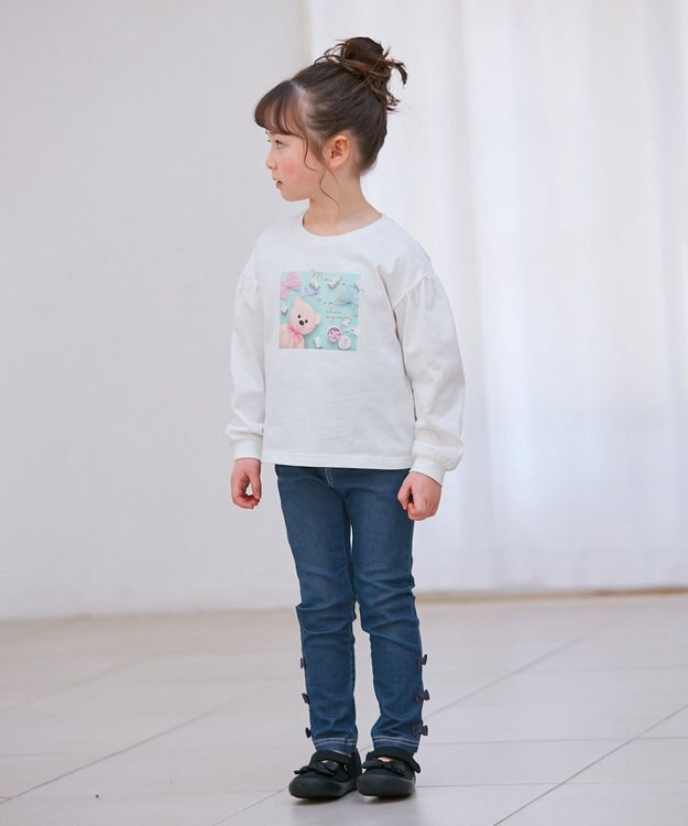 ANY KIDS フォトプリント 長袖 Ｔシャツ エクリュ×クマミント