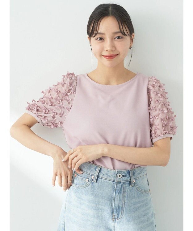 earth music&ecology リボンスリーブプルオーバー Pink