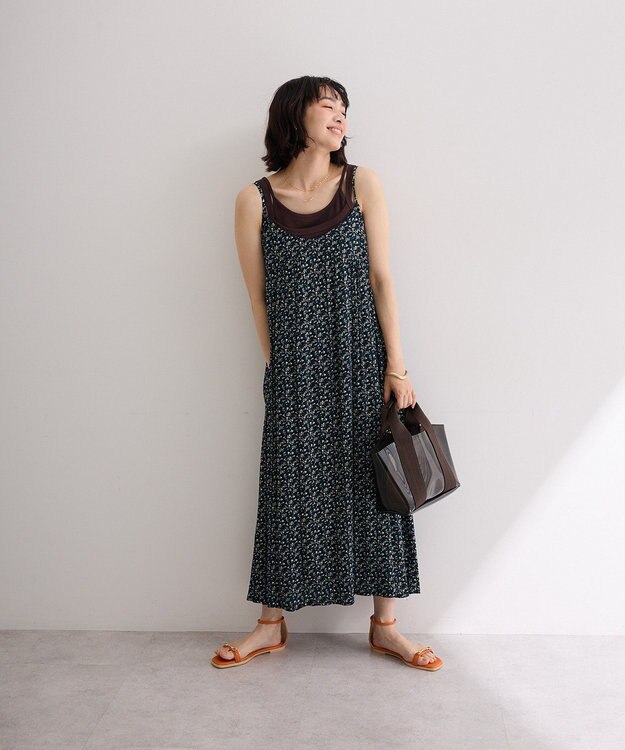 Green Parks レーヨンクレープキャミワンピース Navy