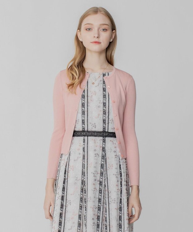 TOCCA 【洗える】SILK RIB CARDIGAN カーディガン ピンク系