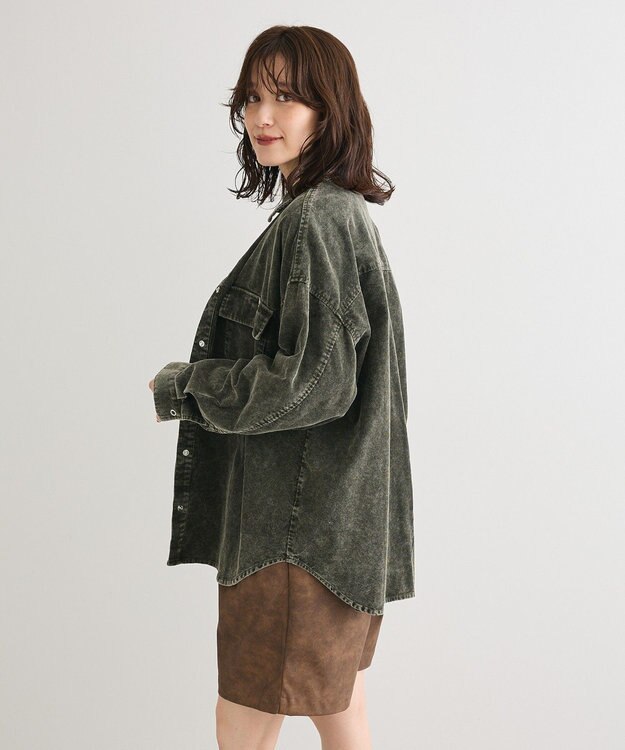Green Parks ・ＥＬＥＮＣＡＲＥ　ＤＵＥ　ケミカルコーデュロイシャツ Green