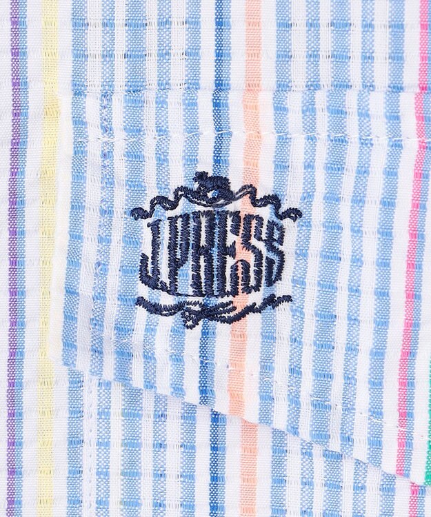 J.PRESS MEN 【KING SIZE 】【吸水速乾 / 接触冷感 / 高通気性】Aero Weave クールマックスサッカー ストライプ シャツ / B.D. サックスブルー系7