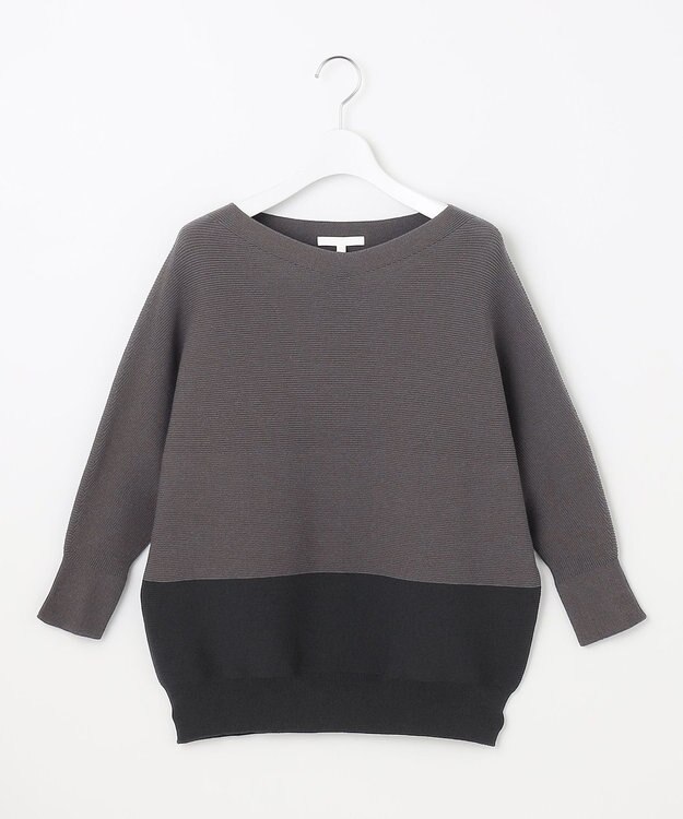 自由区 【WEB限定・洗える】コットンストレッチホールガーメントドルマン ニット グレー系1