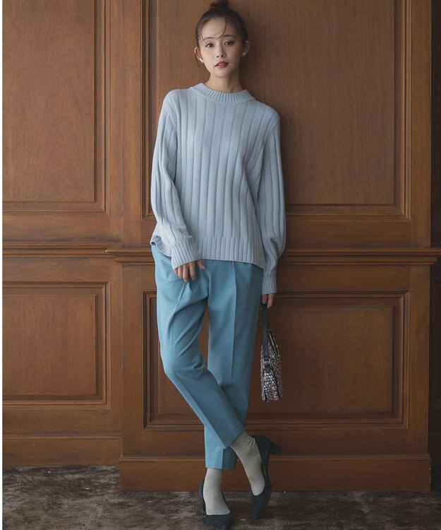 組曲 バルキーワイドリブ ニット サックスブルー系