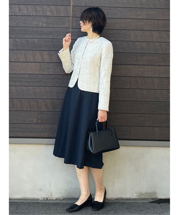 Green Parks ｅｆ－ｄｅ　ツィード調ノーカラージャケット Off White