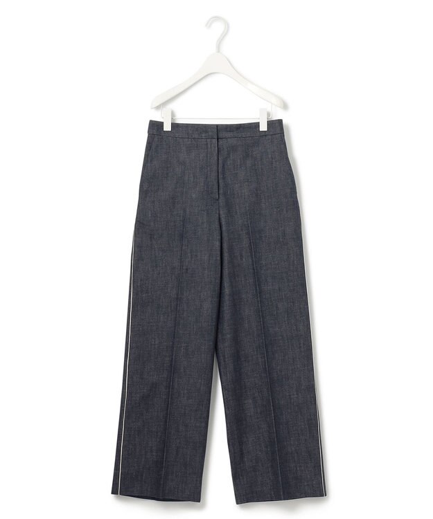 ICB L 【洗える】 コットンリアクティブデニム ワイドストレートパンツ インディゴ系