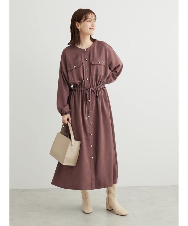 Green Parks ・ＥＬＥＮＣＡＲＥ　ＤＵＥ　イロイロ釦ドロストワンピース Brown