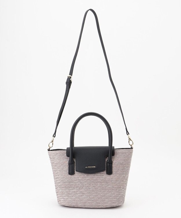 LA BAGAGERIE フラップ2WAYかごトートバッグ グレー