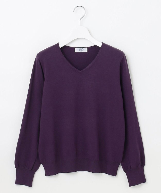 J.PRESS LADIES L 【洗える】PRINCE Vネック ニット パープル系