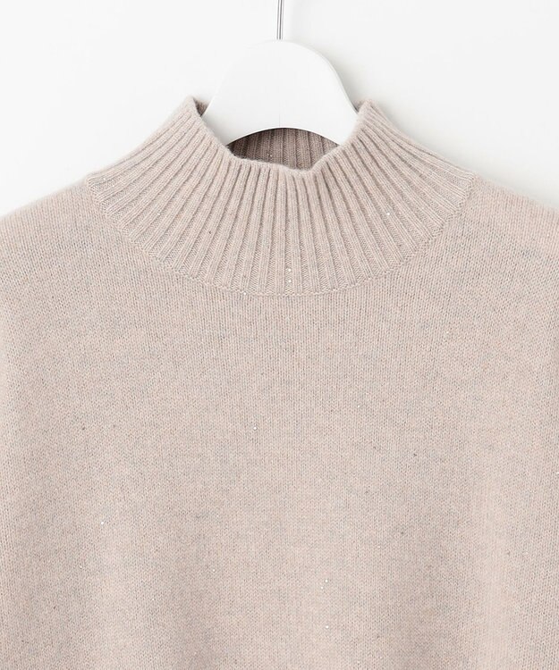 自由区 ウールカシミヤブレンドスパンコールハイネック ニット ベージュ