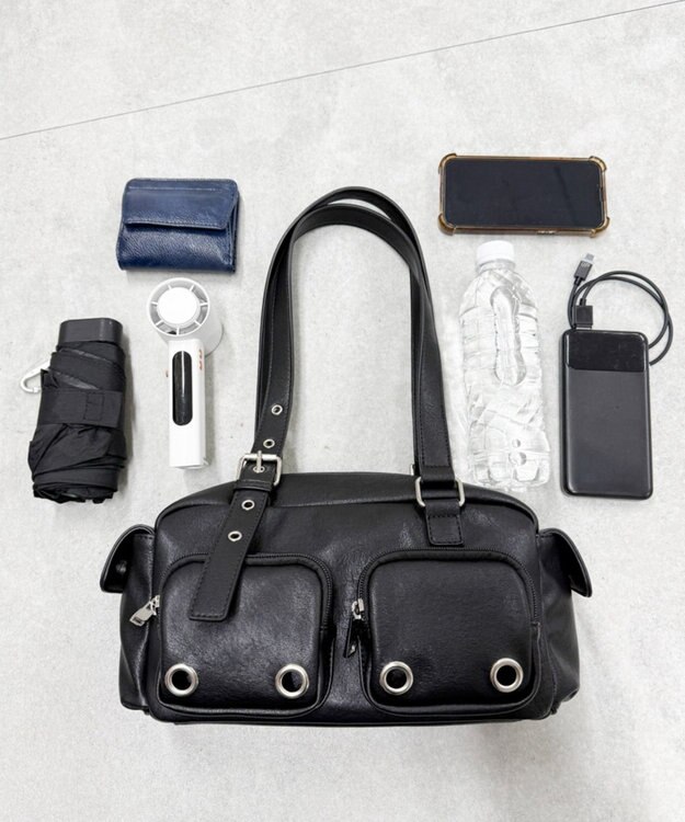 WEGO アイレットデザインボストンバッグ ブラック