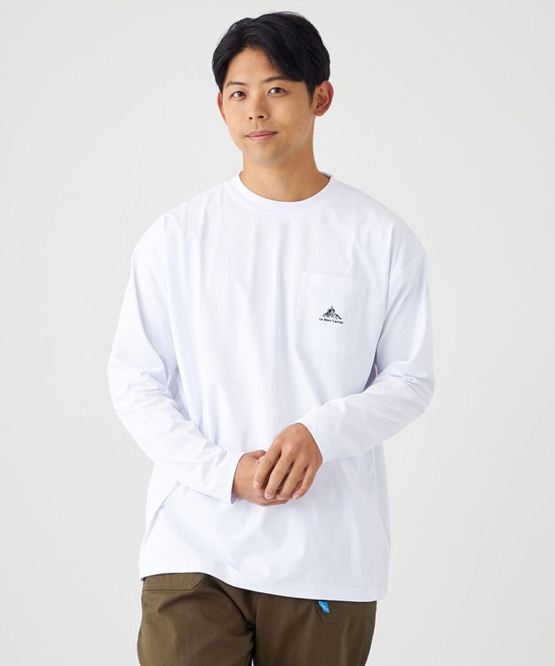 SHARE PARK MENS 【UVカット・吸水速乾・ストレッチ・軽量 】刺繍ポケットＴシャツ（L・XLサイズ） アイボリー系