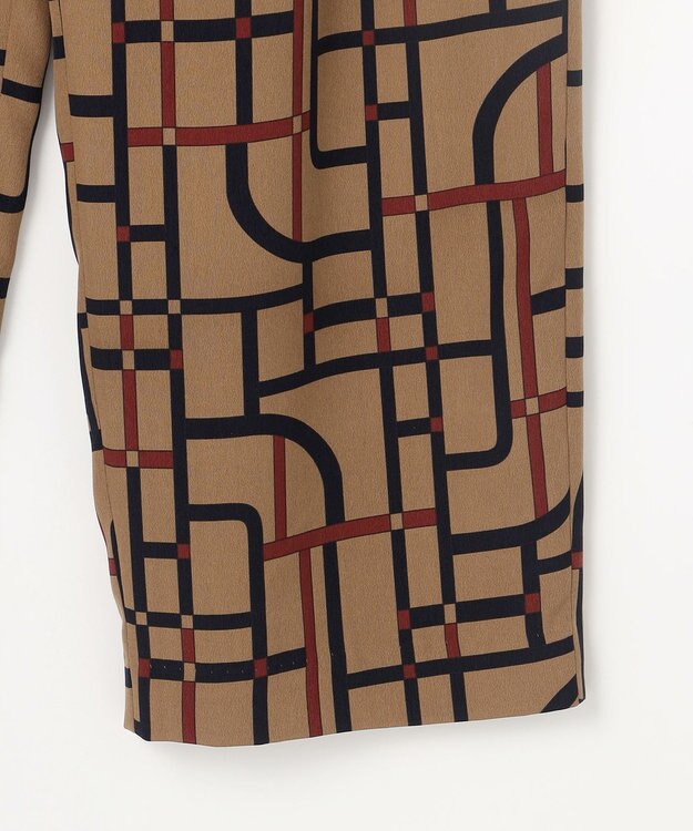 自由区 L 【17号サイズまで展開・カタログ掲載】ジオメトリックレトロプリント パンツ ベージュベース