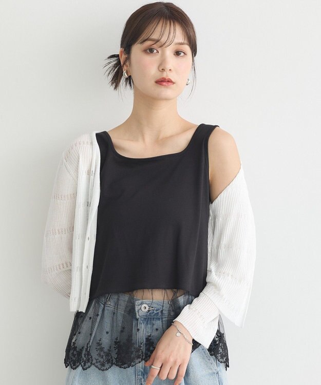 earth music&ecology チュールレースヘムインナー Black