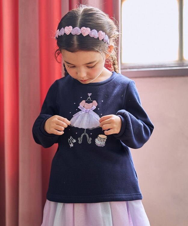 ANY KIDS ドレスモチーフ 裏シャギー トレーナー ネイビー