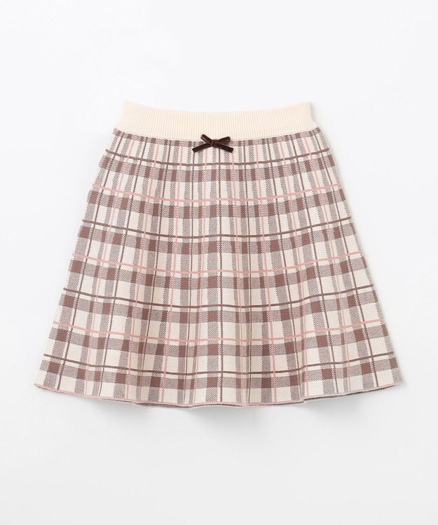 ANY KIDS しあわせタッチ ニット スカート モカチェック