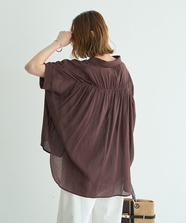 YECCA VECCA 【ドライタッチ】シアーバックギャザーシャツ Brown