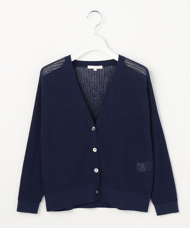 自由区 S ファインリネンナイロン カーディガン ネイビー