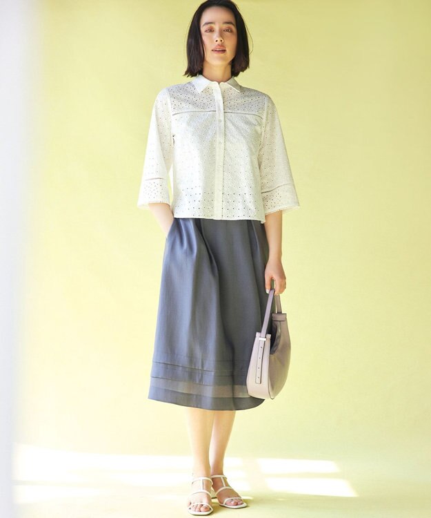 組曲 S エンブロイダリーレース襟付 ブラウス アイボリー系