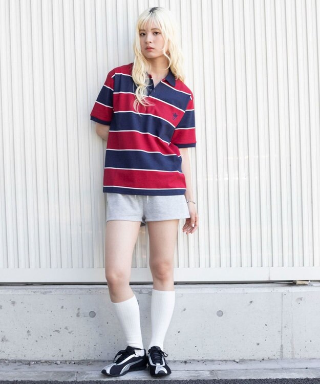 WEGO 【ユニセックス着用ITEM】ワンポイントボーダーポロ（SS） ワイン