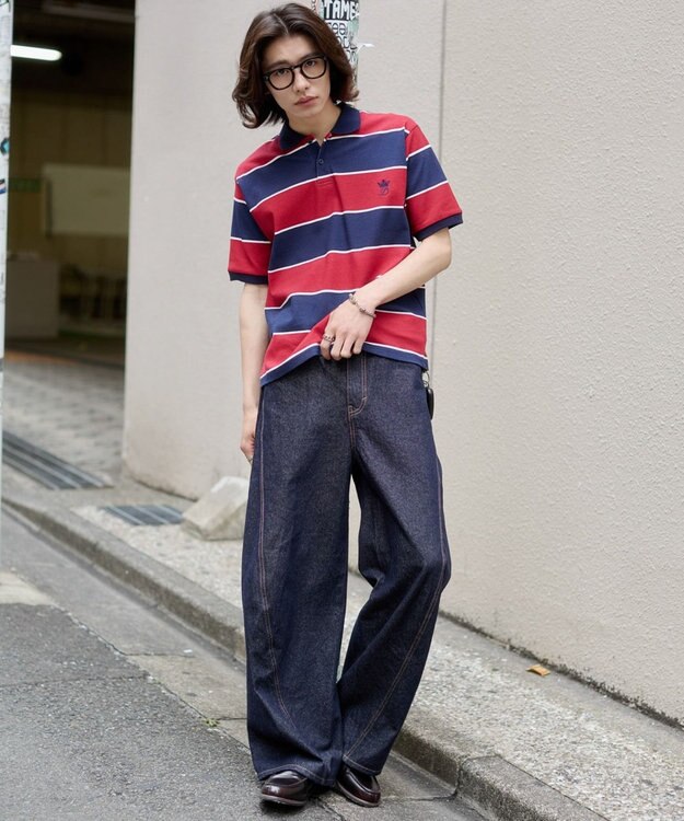 WEGO 【ユニセックス着用ITEM】ワンポイントボーダーポロ（SS） ワイン
