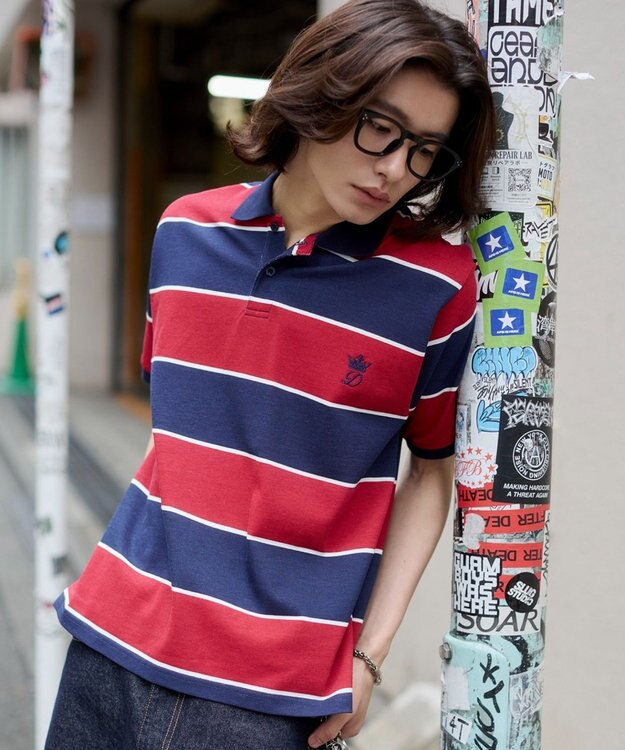 WEGO 【ユニセックス着用ITEM】ワンポイントボーダーポロ（SS） ワイン