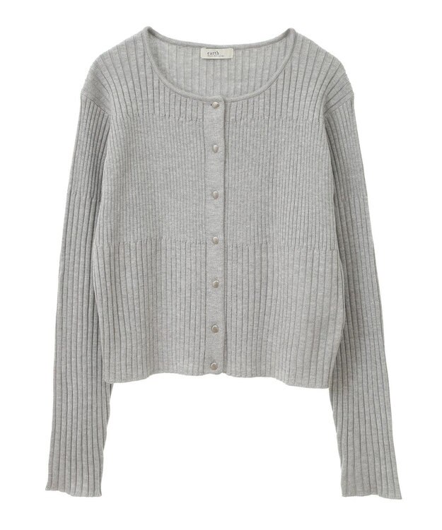 earth music&ecology シルバープチ釦リブニットカーディガン Gray