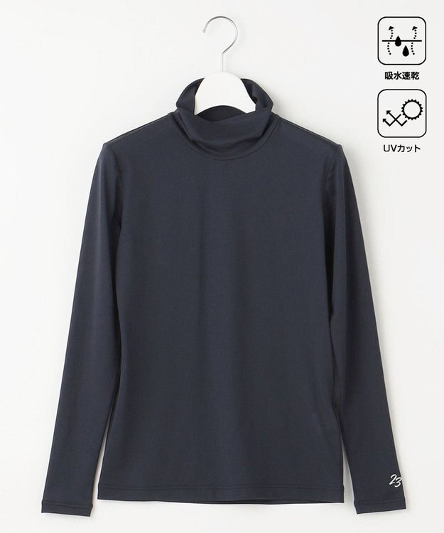 23区GOLF 【WOMEN】【吸水速乾/UVケア】30デニール 無地 カットソー ネイビー系
