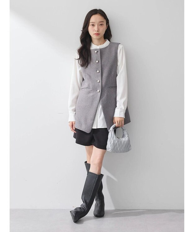 earth music&ecology パールボタンジレ Gray