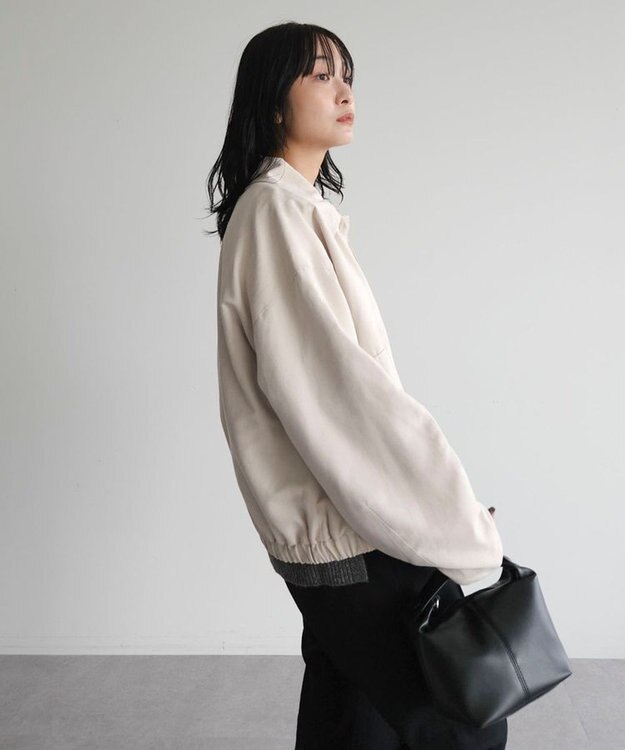 Green Parks ステンカラースウェード調ブルゾン Ecru