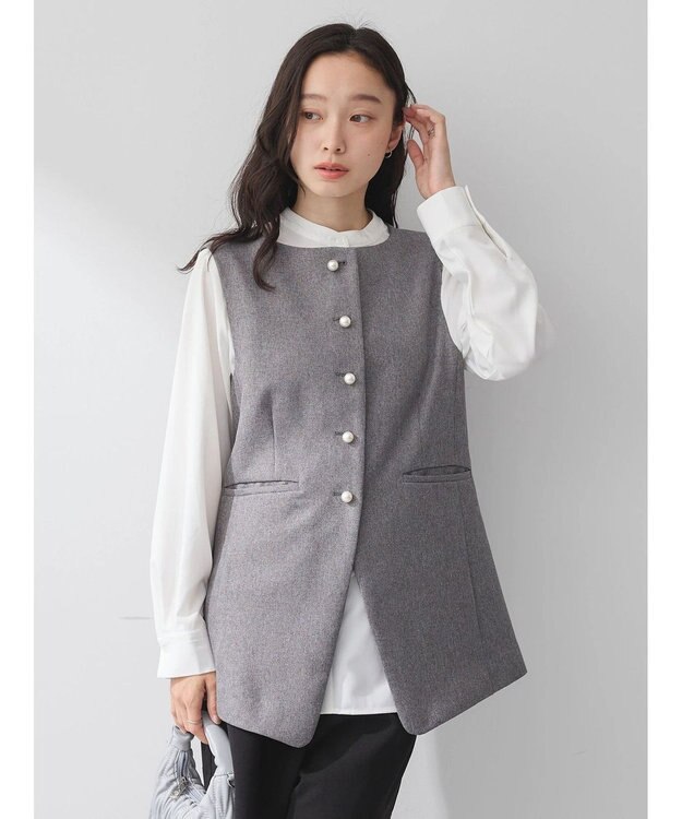 earth music&ecology パールボタンジレ Gray