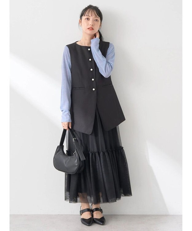 earth music&ecology パールボタンジレ Black