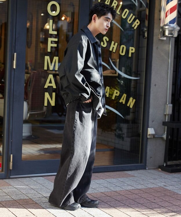 WEGO 【ユニセックス着用ITEM】PUダブルZIPフライトジャケット ブラック