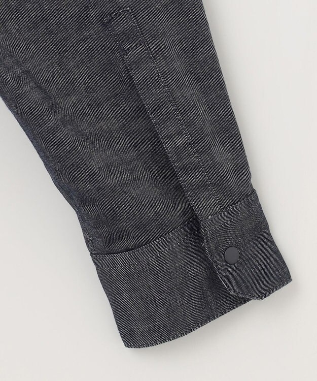 SHARE PARK MENS 【UVカット・撥水・ストレッチ】イージーデニムノーカラーシャツ ネイビー系