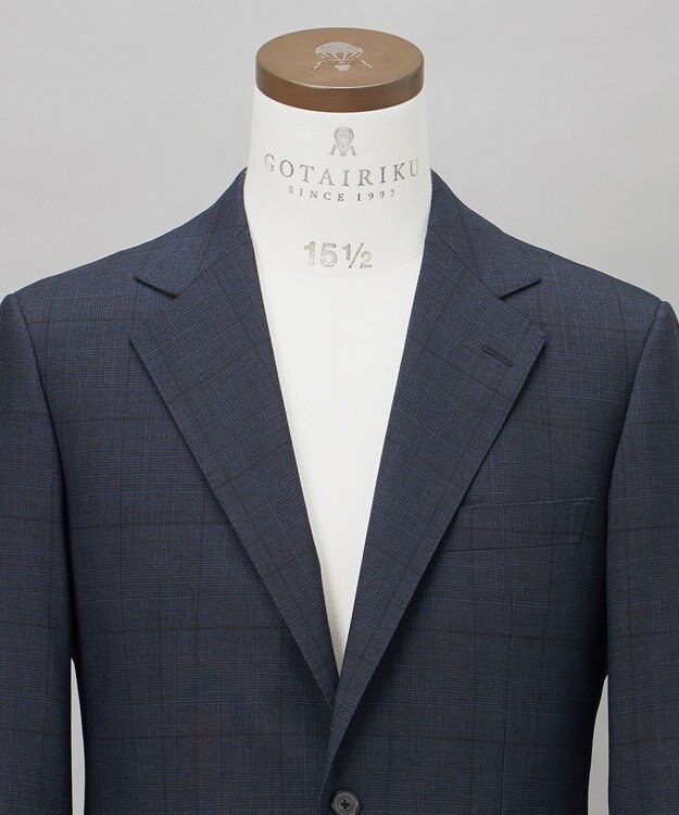 GOTAIRIKU シワになりにくい【御幸毛織/みゆきけおり】DRYSPINNER 平織スーツ_ネイビー格子 ネイビー系×格子