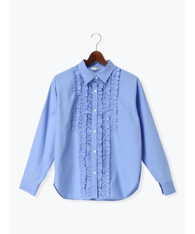 Te chichi フロントフリルシャツ ブルー